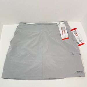 Orvis Ladies' Skort Skirt Gray Lightweight Golf Tennis Pockets M NEW